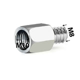 1PZ M8M-001 Mirror Adapters 10mm female to 8mm male Chrome for Motorcycle ATV Scooter Pit Dirt-Bike Mini-Bike (Pack of 2)