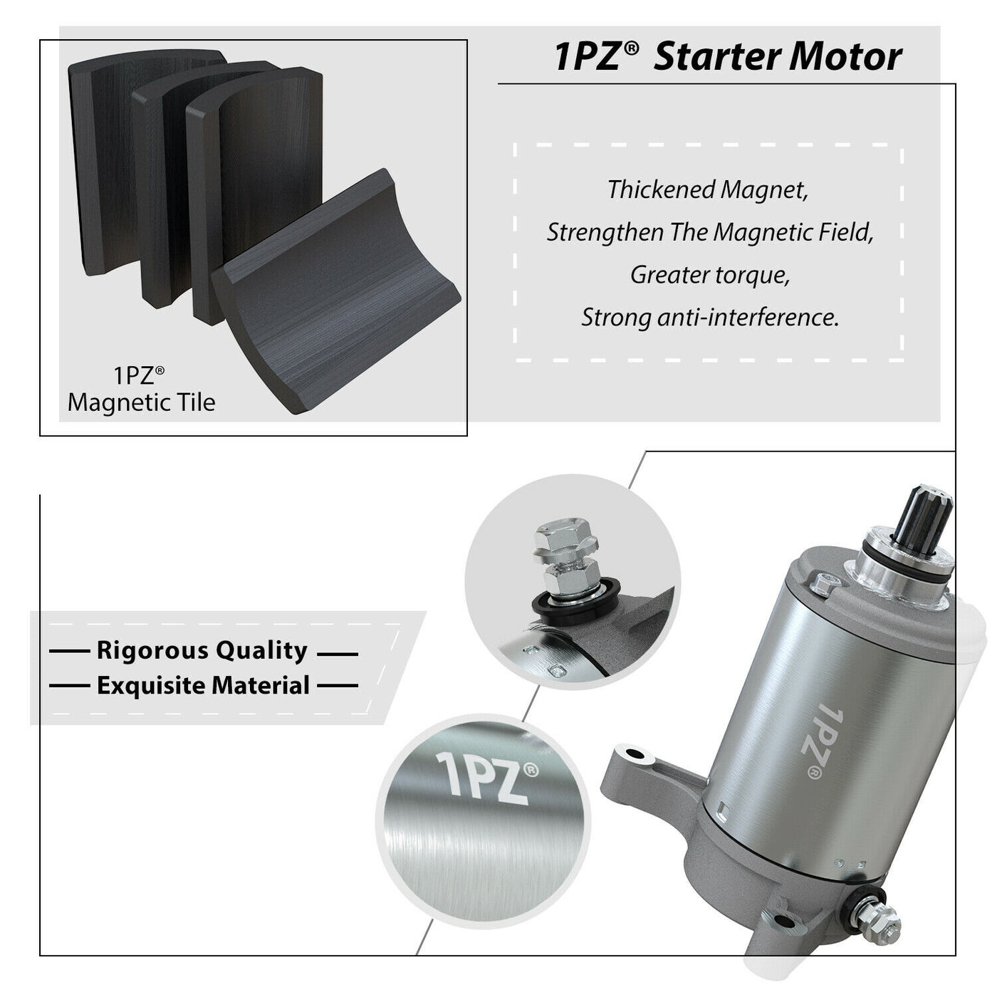 1PZ Starter Motor Replacement for Yamaha YFM350 Warrior Moto Big Bear YFM 350 Raptor 350 1987-2013 1YW-81800-50 1UV-81800-50 1UY-81800-51 1UY-81890-00 128000-3760