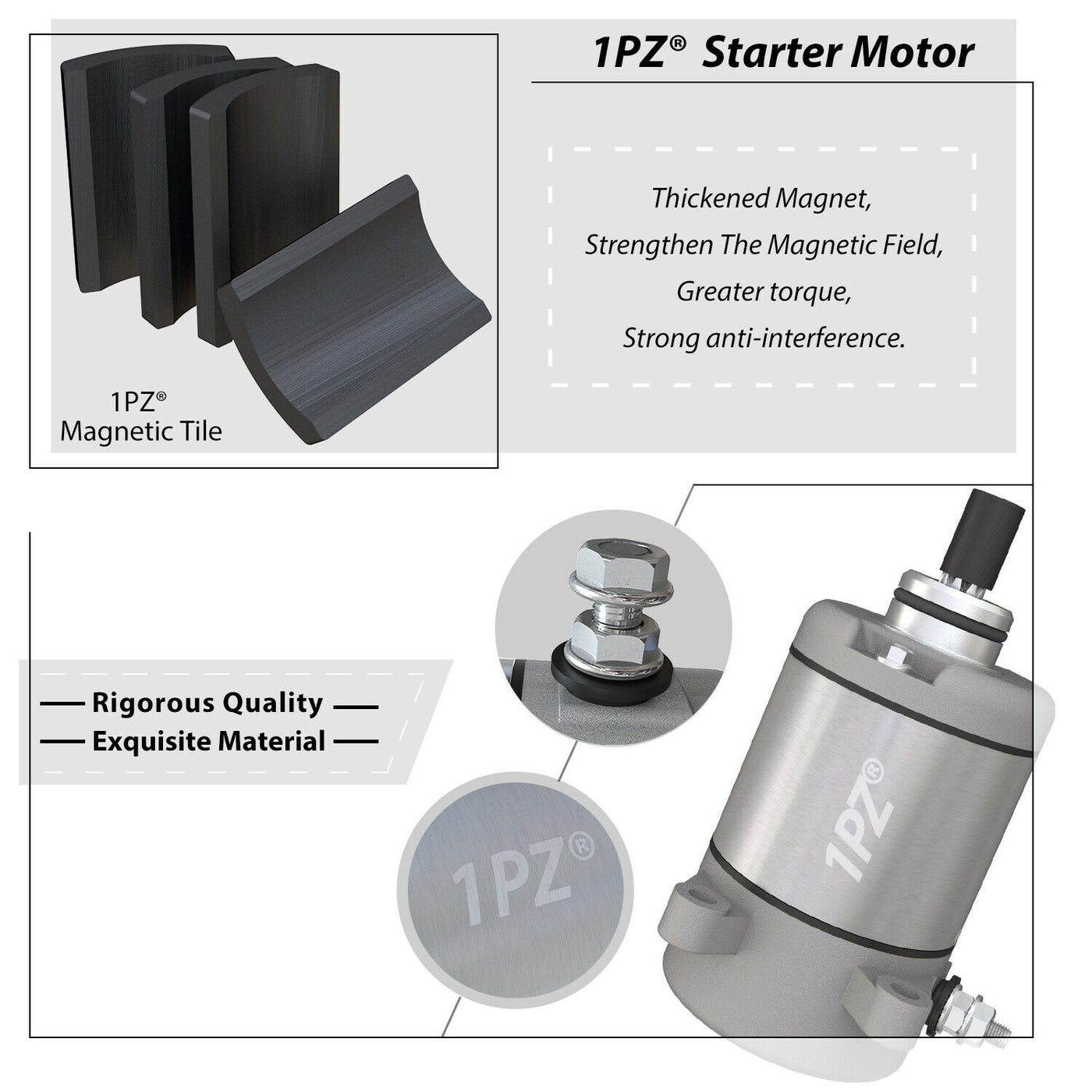 1PZ Starter Motor Replacement for Honda Recon Sportrax 250 TRX250 TRX250EX TRX250TE TRX250TM TRX250X 31200-HM8-003 31200-HM8-A41