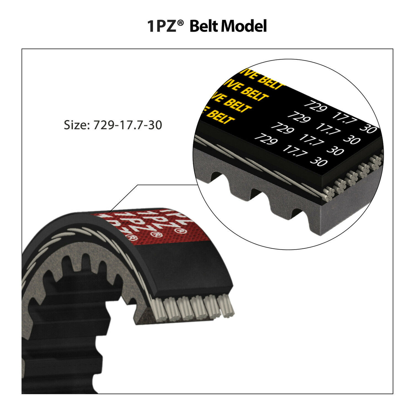 1PZ CVT Drive Belt 729-17.7-30 for GY6 49cc 50cc 139QMB Scooter Moped Long-Case Engine Roketa JMSTAR Taotao Jonway Baja Tank Scooter Moped ATV Go Kart