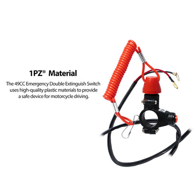 1PZ Dirt Bike Handlebar Mount Safety Tether Engine Kill Stop Switch Push Button 12V 2 Wires for Yamaha Honda Tohatsu Boat Outboard Motorcycle ATV Dirt Bike