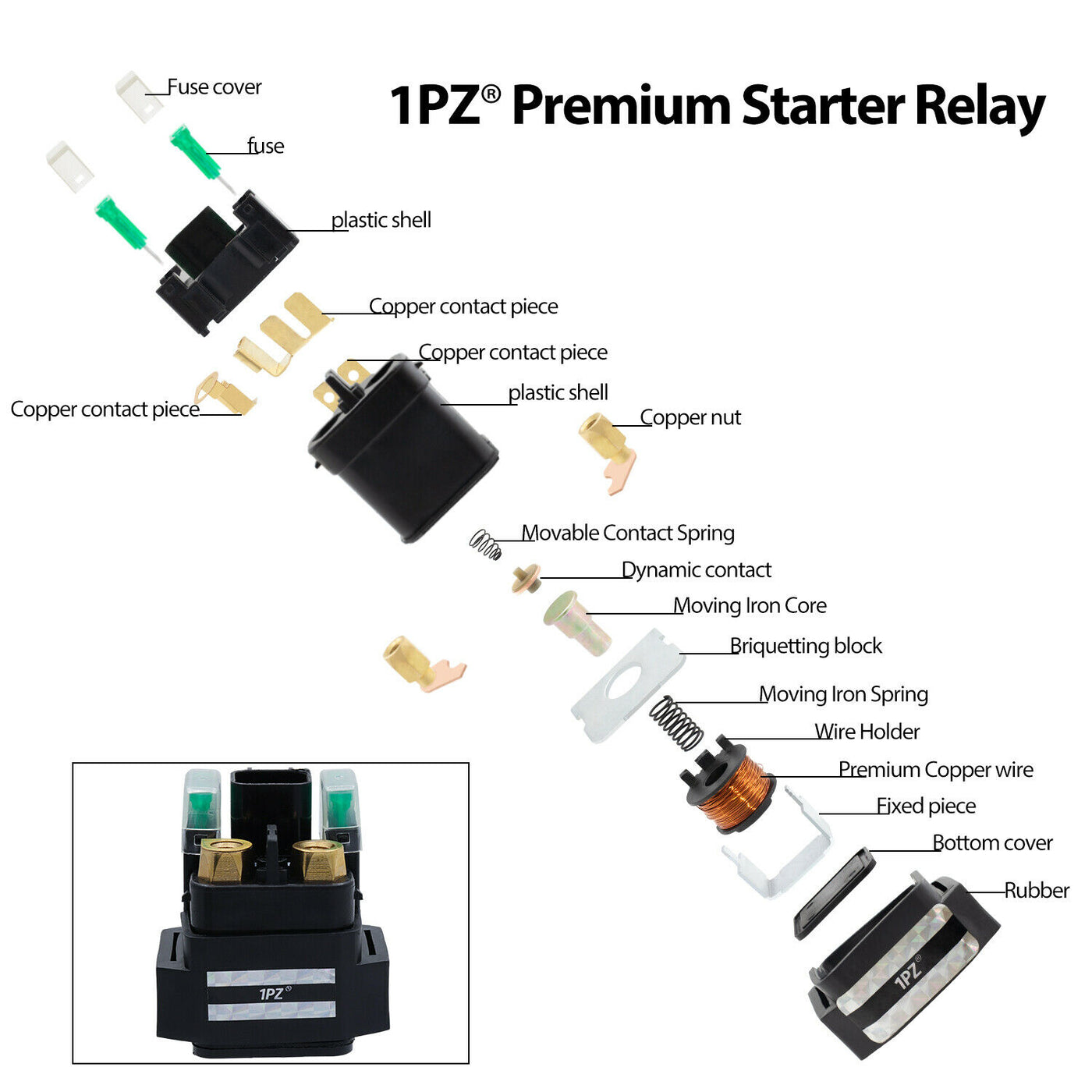 1PZ Starter Solenoid Relay Replacement for Yamaha YFM700 Raptor 700 700R 2006-2020 1S3-81940-00-00 5UG-81940-00-00