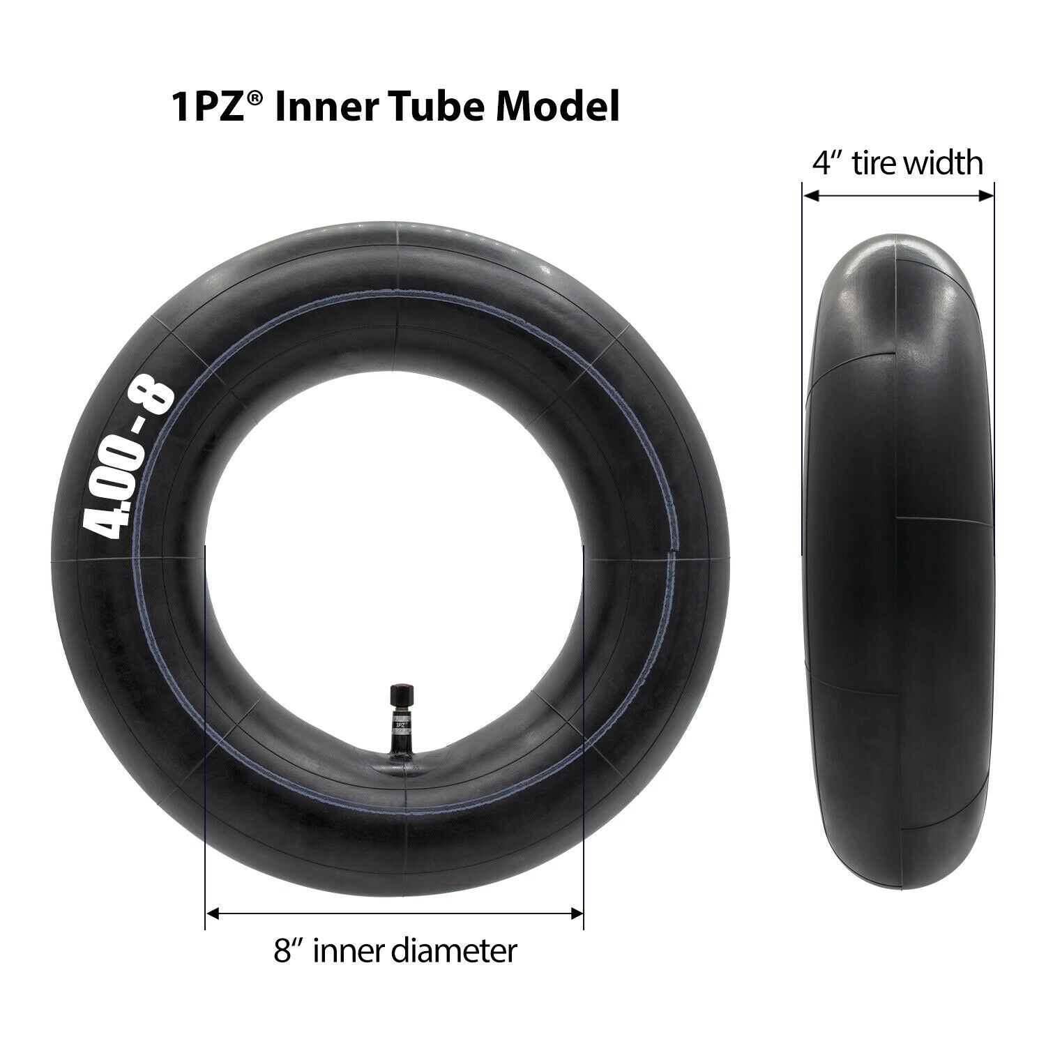 1PZ 4.80/4.00-8'' Inner Tubes with TR13 Straight Valve Stem Replacement for Mowers Hand Trucks Wheelbarrows Carts Generators Yard Trailers Dollies Trolleys Wagons