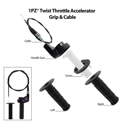 1PZ Heavy Duty 7/8" 22mm Twist Throttle Grips Cable for CRF KLX TTR 110 125 150 200 250 cc Dirt Pit Bike