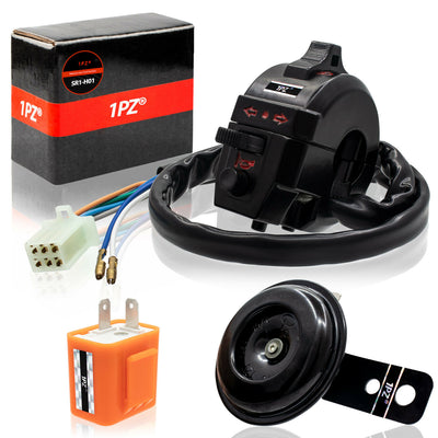 1PZ Universal Light Turn Signal Switch + Flasher Relay + Horn for Motorcycle Dirt Bike Replacement for Honda KTM Suzuki Kawasaki Yamaha
