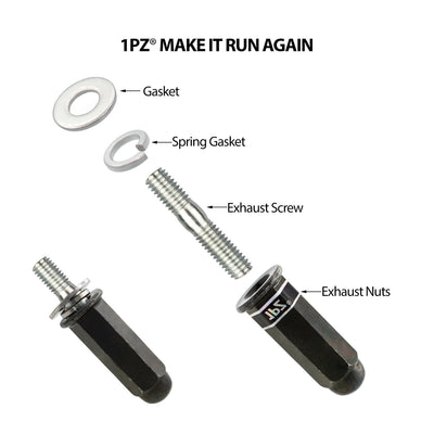 1PZ Exhaust Bolt and Gasket for GY6 50 cc 70cc 90 cc 110cc 125 cc 150cc Scooters ATVs Go Karts Moped Quad 4 Wheeler Dune Buggy Sandrail Taotao Sunl Coolster Jonway Roketa