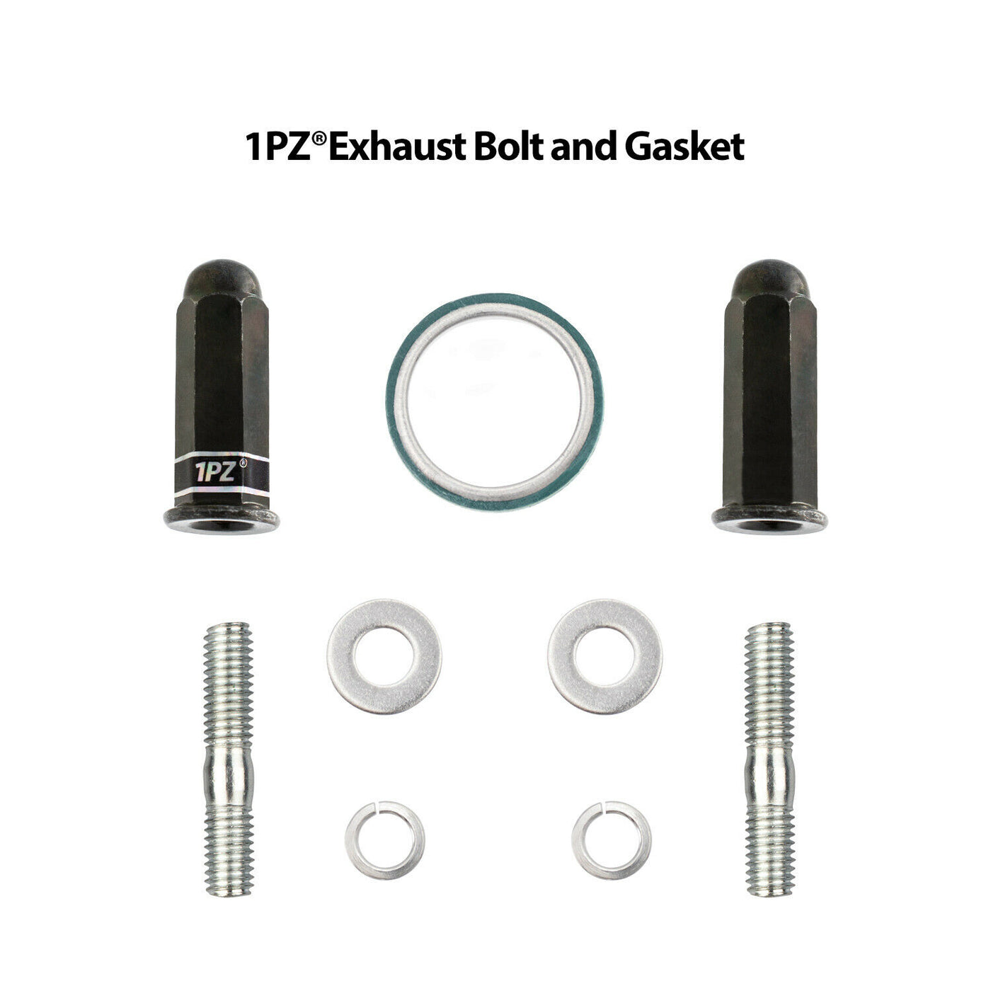 1PZ Exhaust Bolt and Gasket for GY6 50 cc 70cc 90 cc 110cc 125 cc 150cc Scooters ATVs Go Karts Moped Quad 4 Wheeler Dune Buggy Sandrail Taotao Sunl Coolster Jonway Roketa