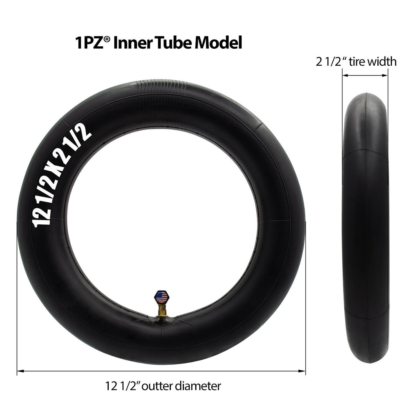 1PZ 2-Pack Heavy-Duty 90° Valve 10x2 / 10x2.125 Inner Tube Replacement for 2-Wheel Self Balancing Electric Scooter Kid Bike Baby Jogger Swagtron Swagcycle Trike Strollers
