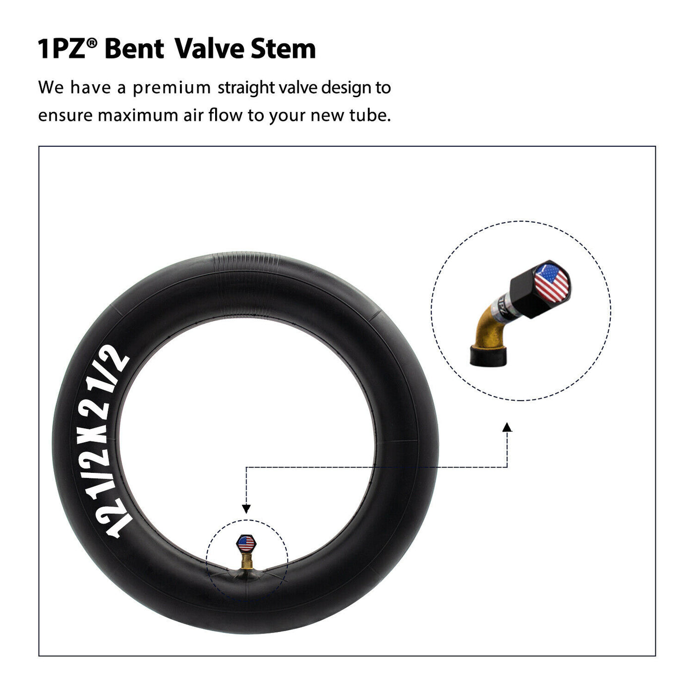 1PZ 2-Pack Heavy-Duty 90° Valve 10x2 / 10x2.125 Inner Tube Replacement for 2-Wheel Self Balancing Electric Scooter Kid Bike Baby Jogger Swagtron Swagcycle Trike Strollers