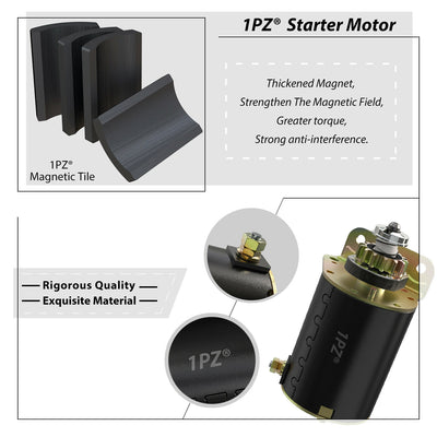 1PZ Starter Motor for Briggs and Stratton Cub Cadet 14.5 16 16.5 17 17.5 18 18.5 HP New Holland Toro 14 Tooth Steel Gear 593934 693551 LG693551 BS693551 SE501848